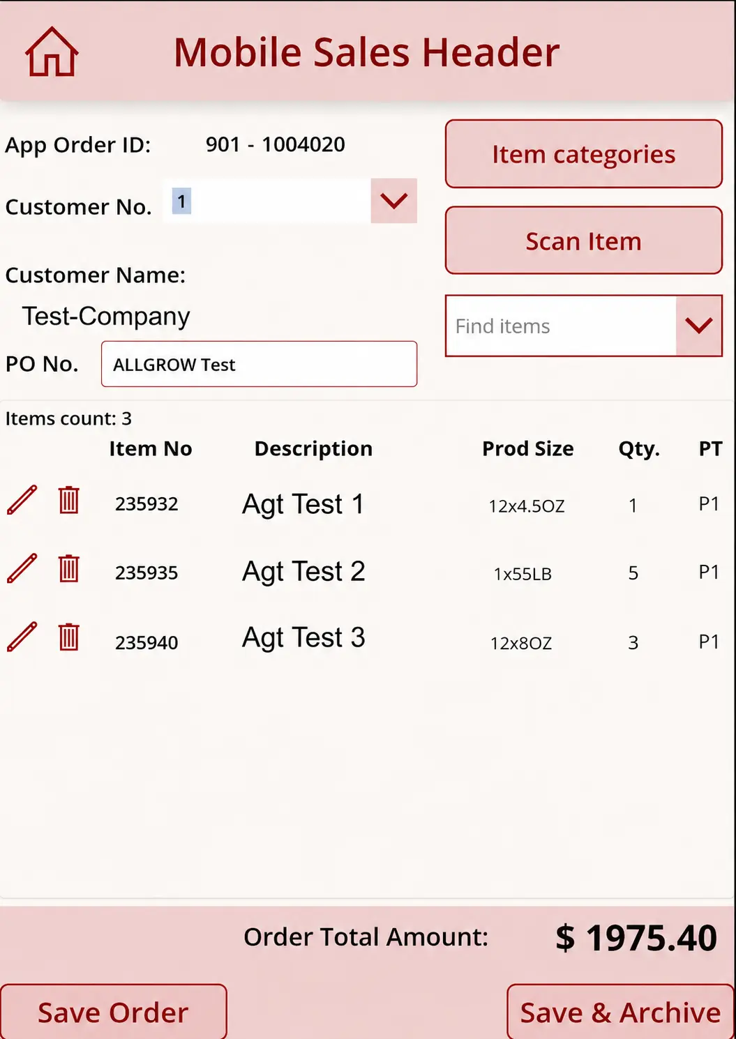 Mobile Sales Header & Rapid Line Item Entry - Line Composition & Barcode Scanning