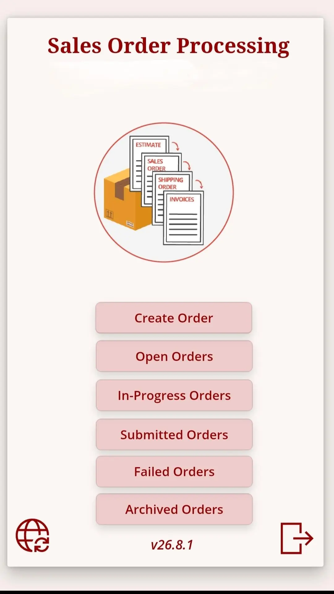 Central Sales Order Processing Hub - App Launch & Main Menu