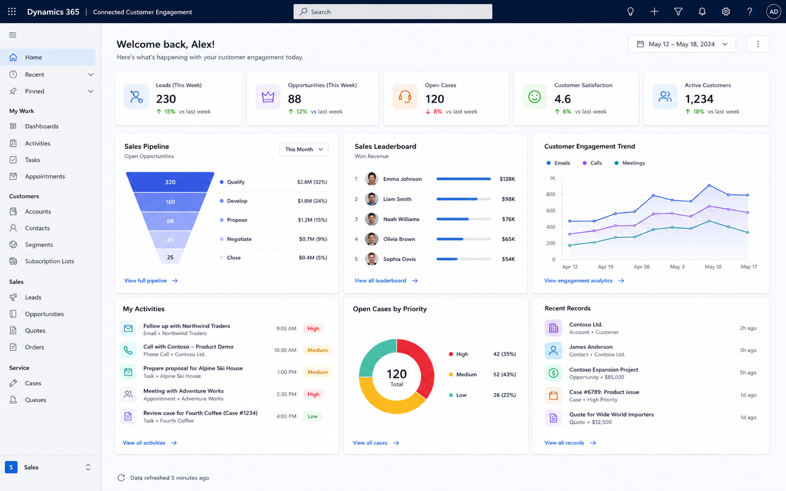 Dynamics 365 CRM customer engagement interface