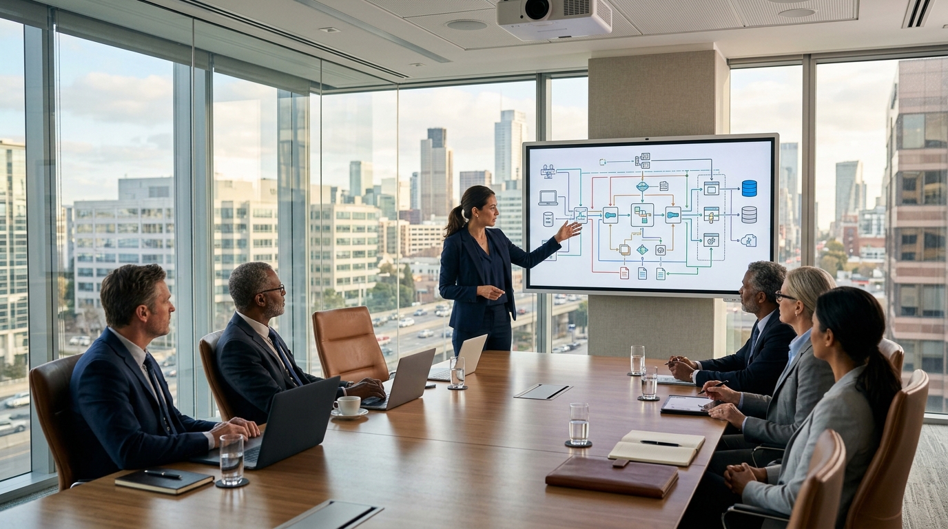 Grounded AI architecture connecting Business Central, SharePoint, and Dataverse