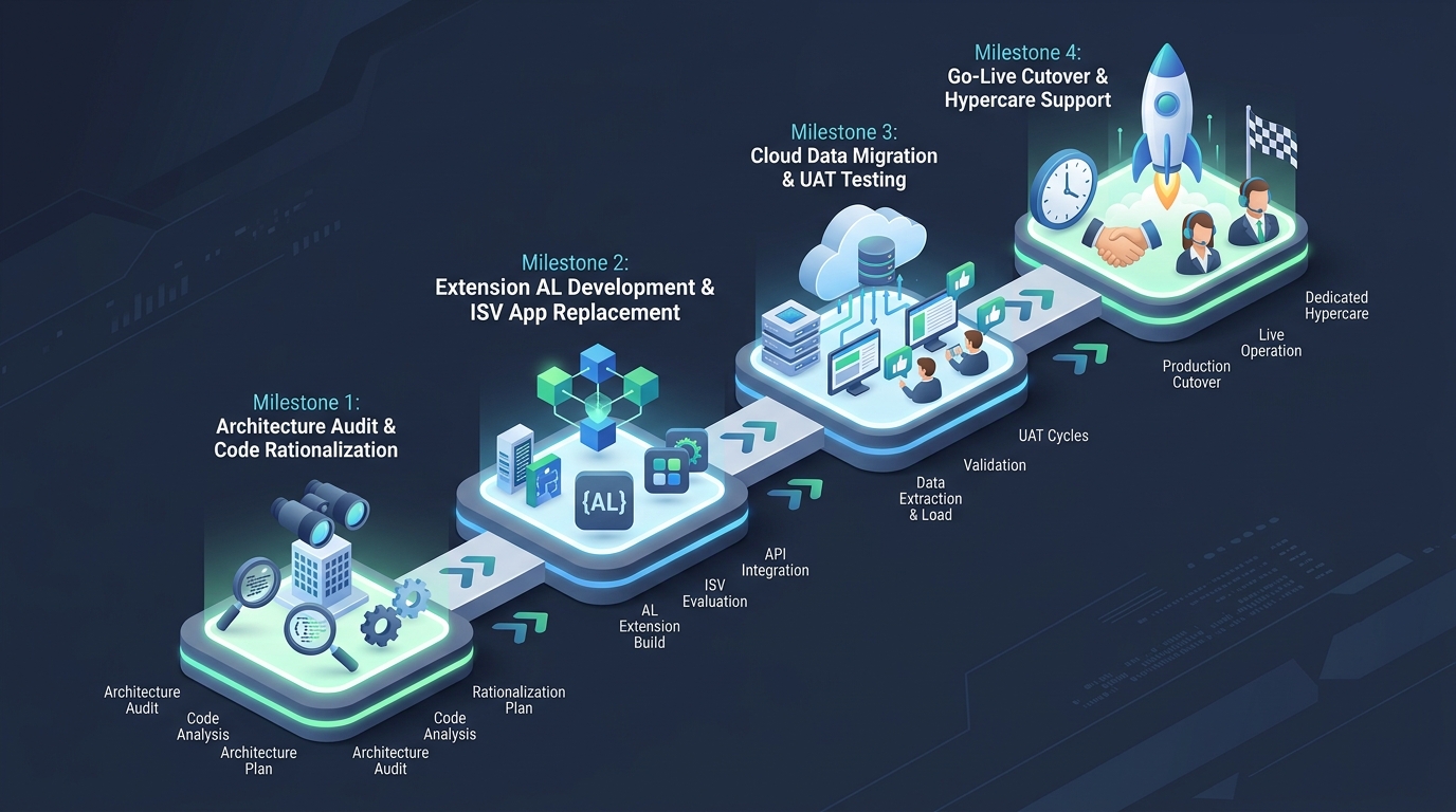 Dynamics NAV to Business Central Cloud Migration Four Phase Technical Roadmap