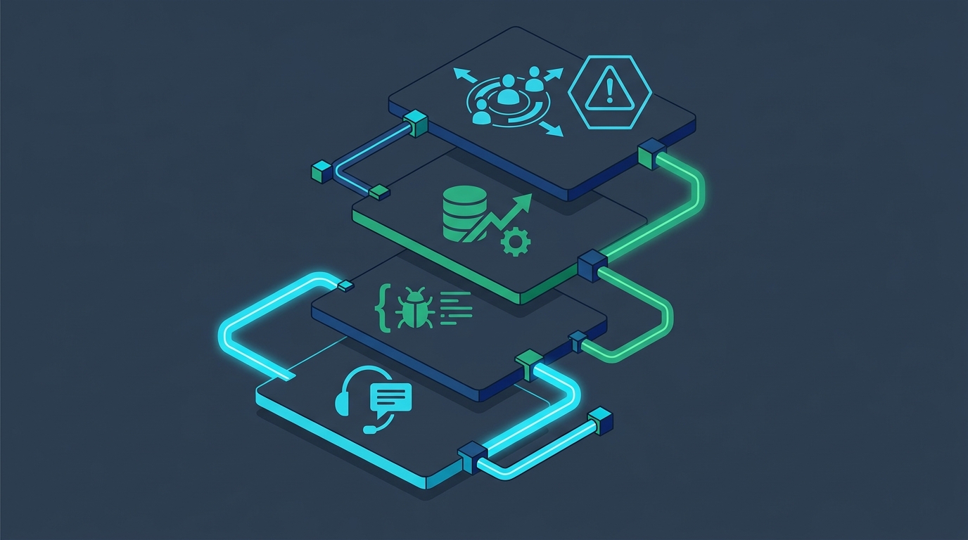 Architectural diagram of 4-tier enterprise ERP support framework