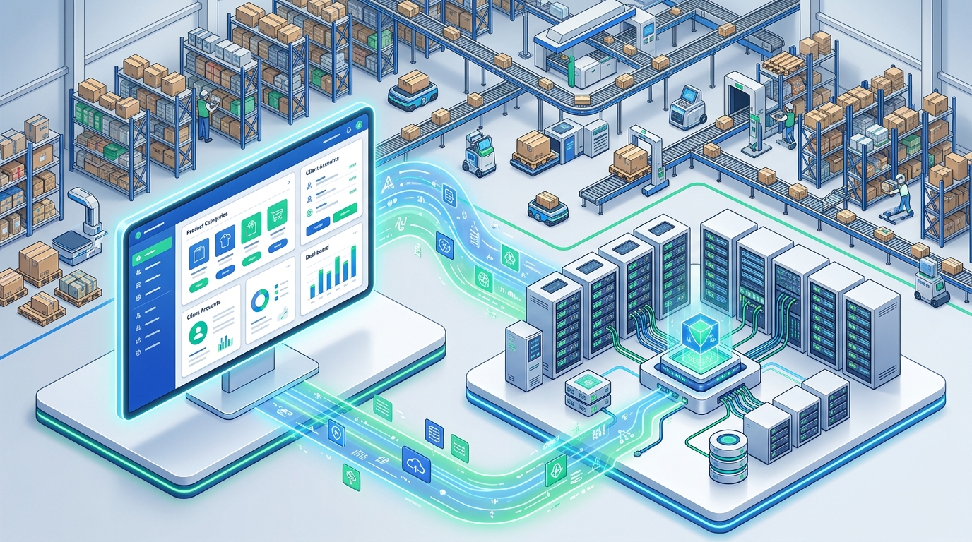 Modern enterprise Shopify Plus wholesale storefront linked to Microsoft Dynamics 365 Business Central ERP backend
